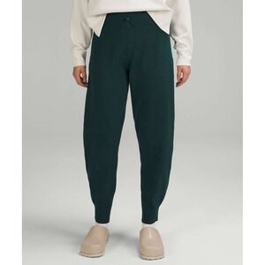 Lululemon Jogger Pant Women's 8 Green Jasper Cotton-Cashmere Knit Mid-Rise Cozy